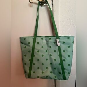 Kate Spade/Clinique Green Polka Dot Tote Bag